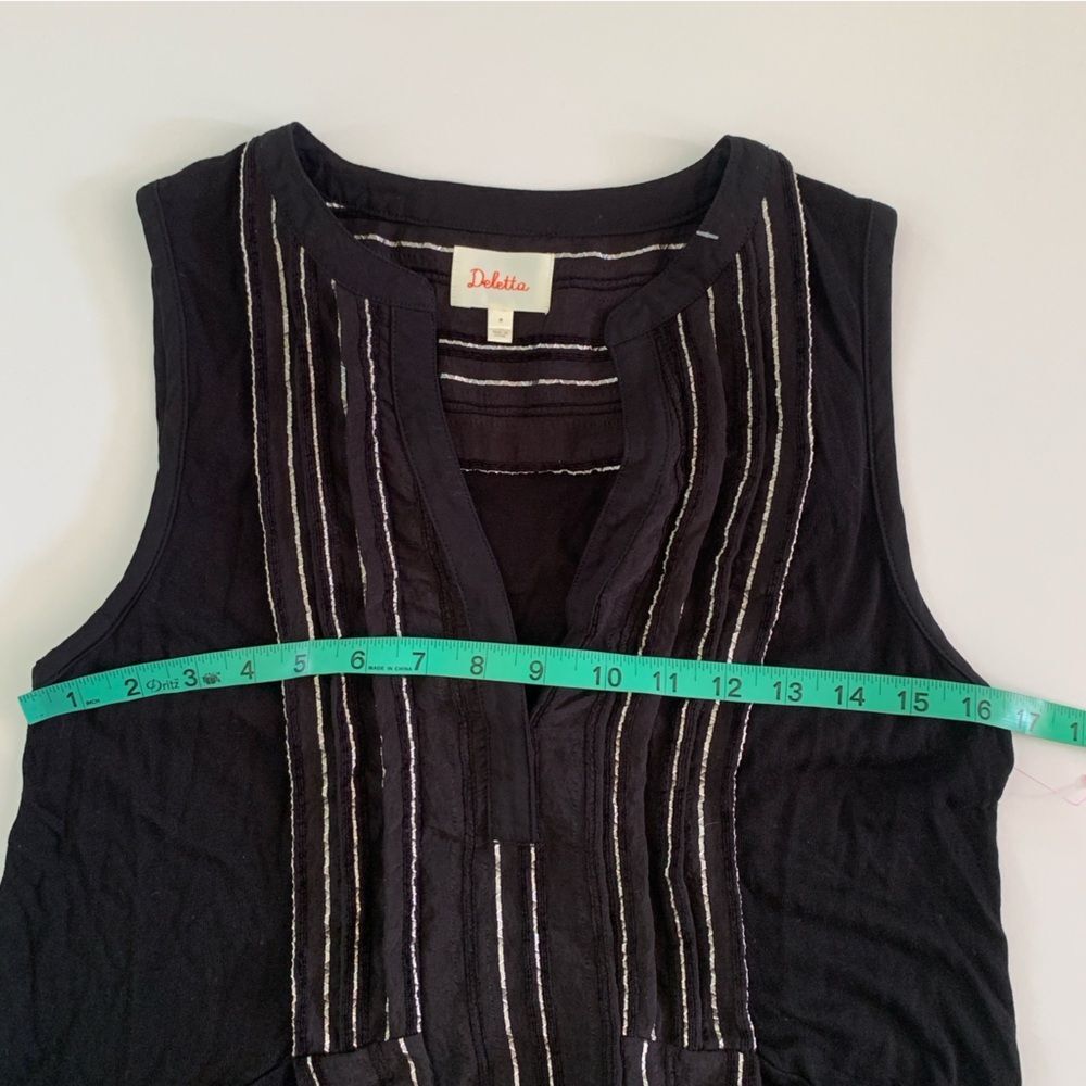 Anthropologie Deletta Shimmering Eve Black Tunic Blouse Size Medium - Picture 12 of 13
